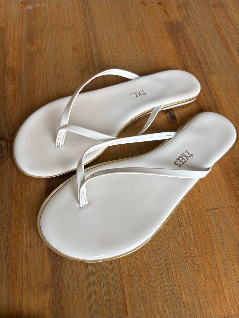 TKEES White Slim-Strap Flip Sandals